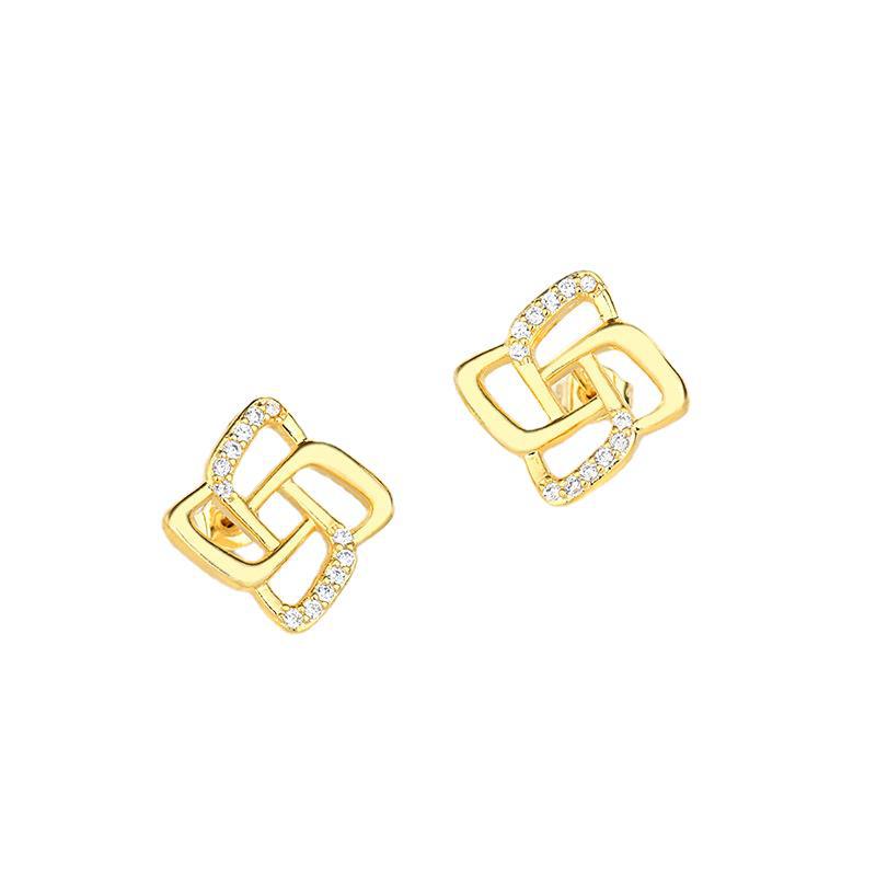 Wholesale Copper Geometric Diamond Earrings